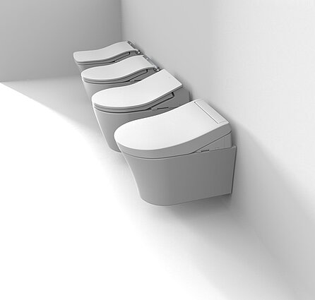 WASHLET RG,RX,RW and SW in front of a white wall.
