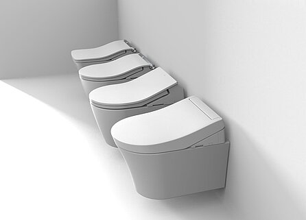 WASHLET RG;RX;RW und SW hängen an einer weißen Wand